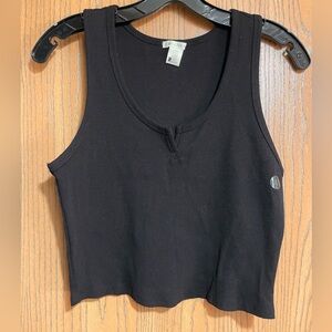 Bozzolo Black Sleeveless Ribbed Tank
